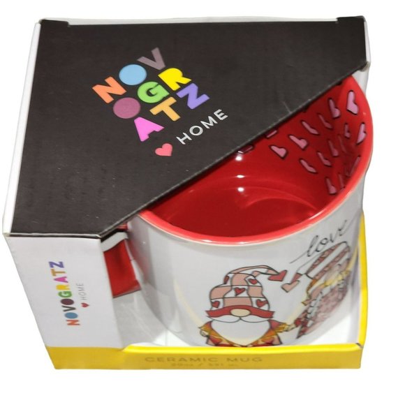 Novogratz American Gnome LOVE Ceramic Coffee Mug White And Red 16oz - Picture 10 of 13